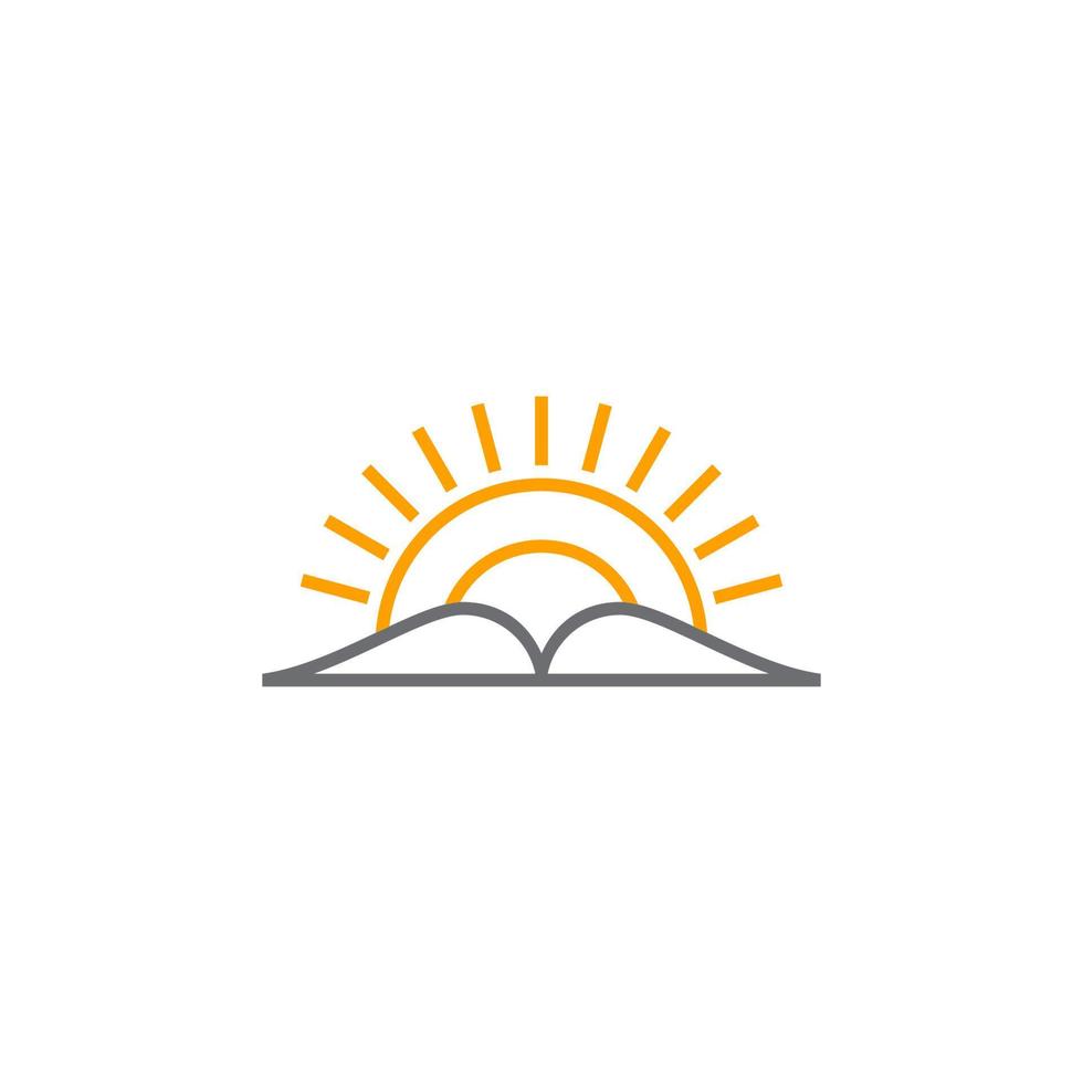 symbol vector of book and sun line geometric design