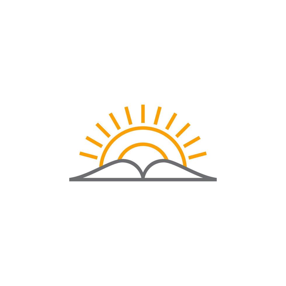 symbol vector of book and sun line geometric design