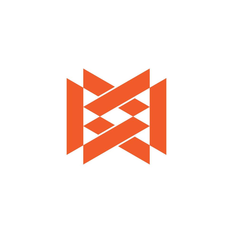 letter mw linked triangle geometric logo vector