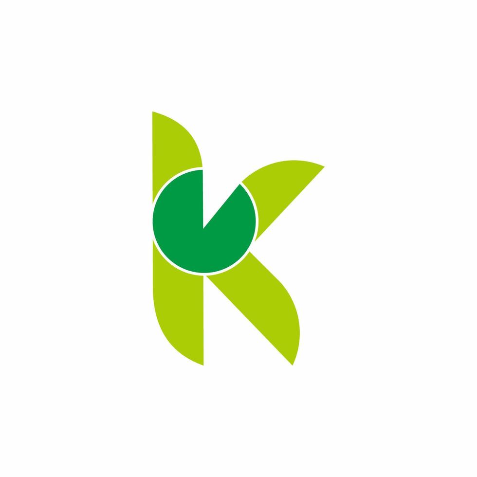 vector de logotipo geométrico abstracto de hoja verde de círculo de letra vk
