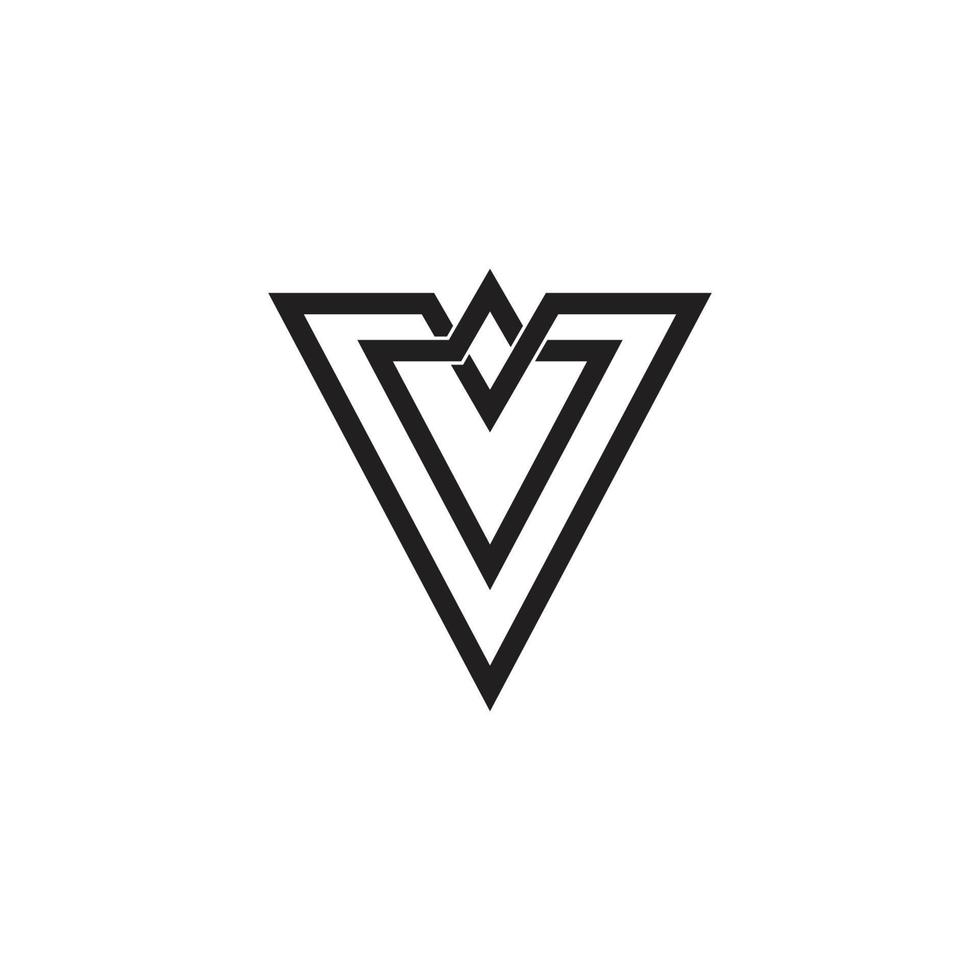 vector de logotipo de monograma de líneas superpuestas de letra v
