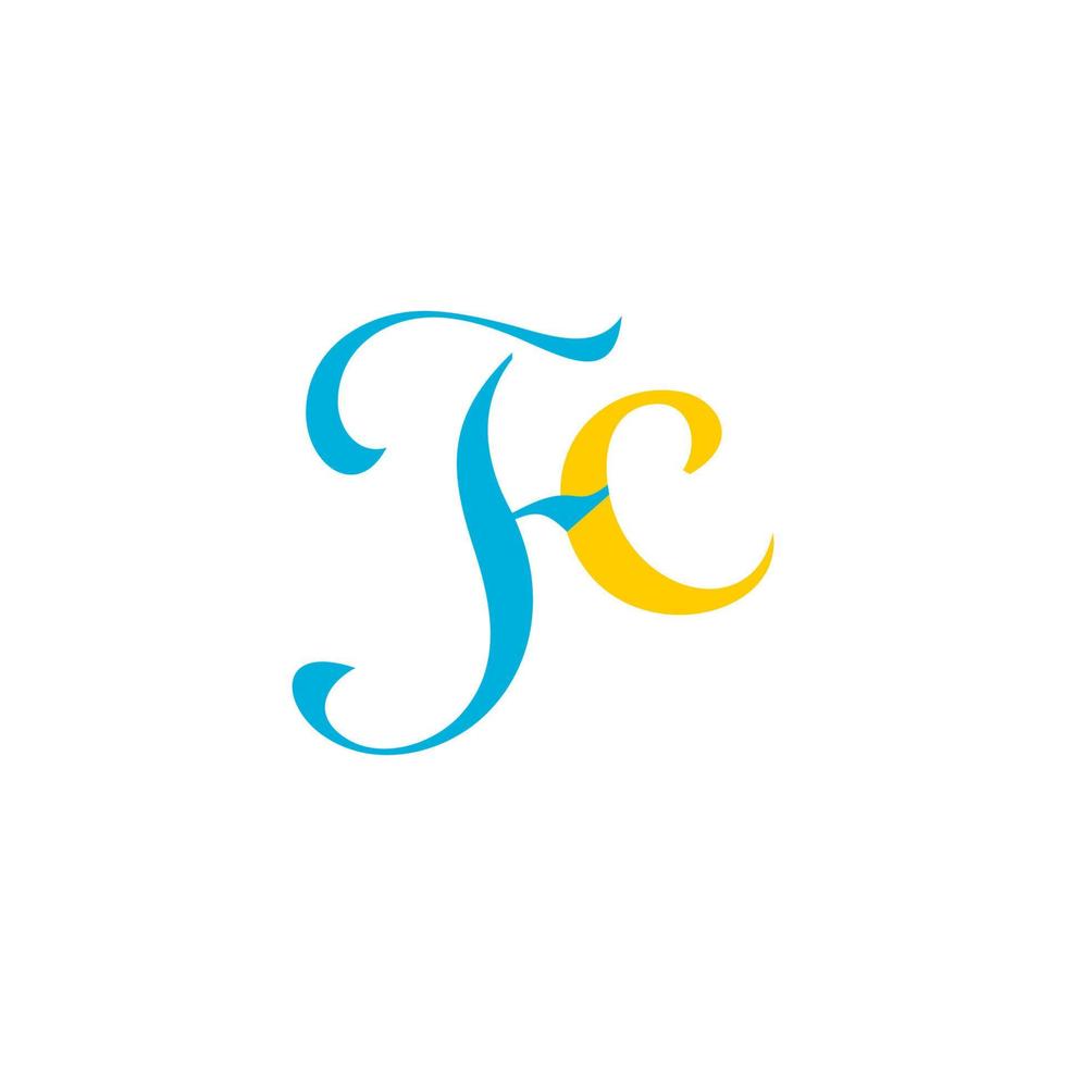 letter fc curves linked simple logo vector
