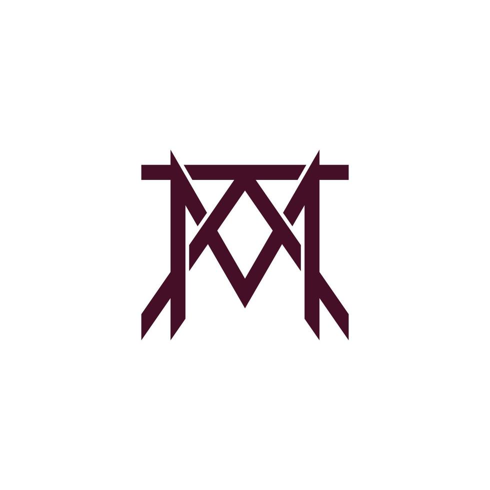 letter tm simple link line overlap flat logo vector