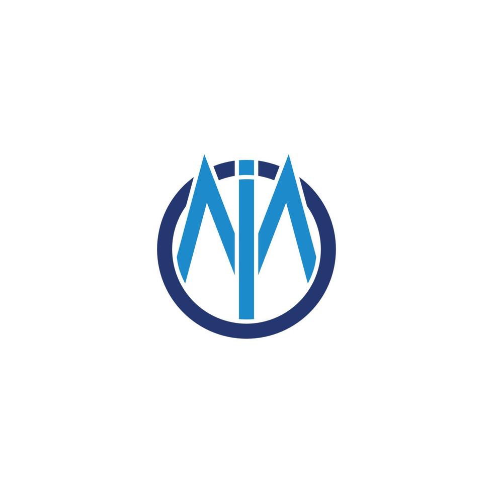 letter mi simple geometric circle line logo vector