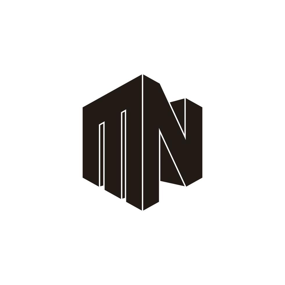 letter mn simple geometric 3d flat design logo vector