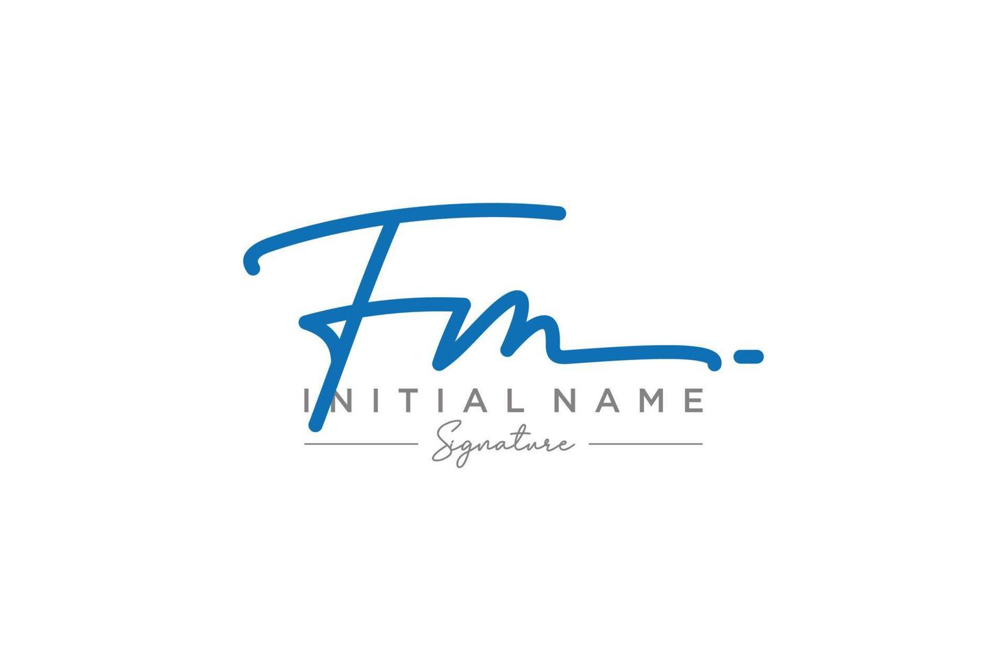 vector de plantilla de logotipo de firma fm inicial. ilustración de vector de letras de caligrafía dibujada a mano.