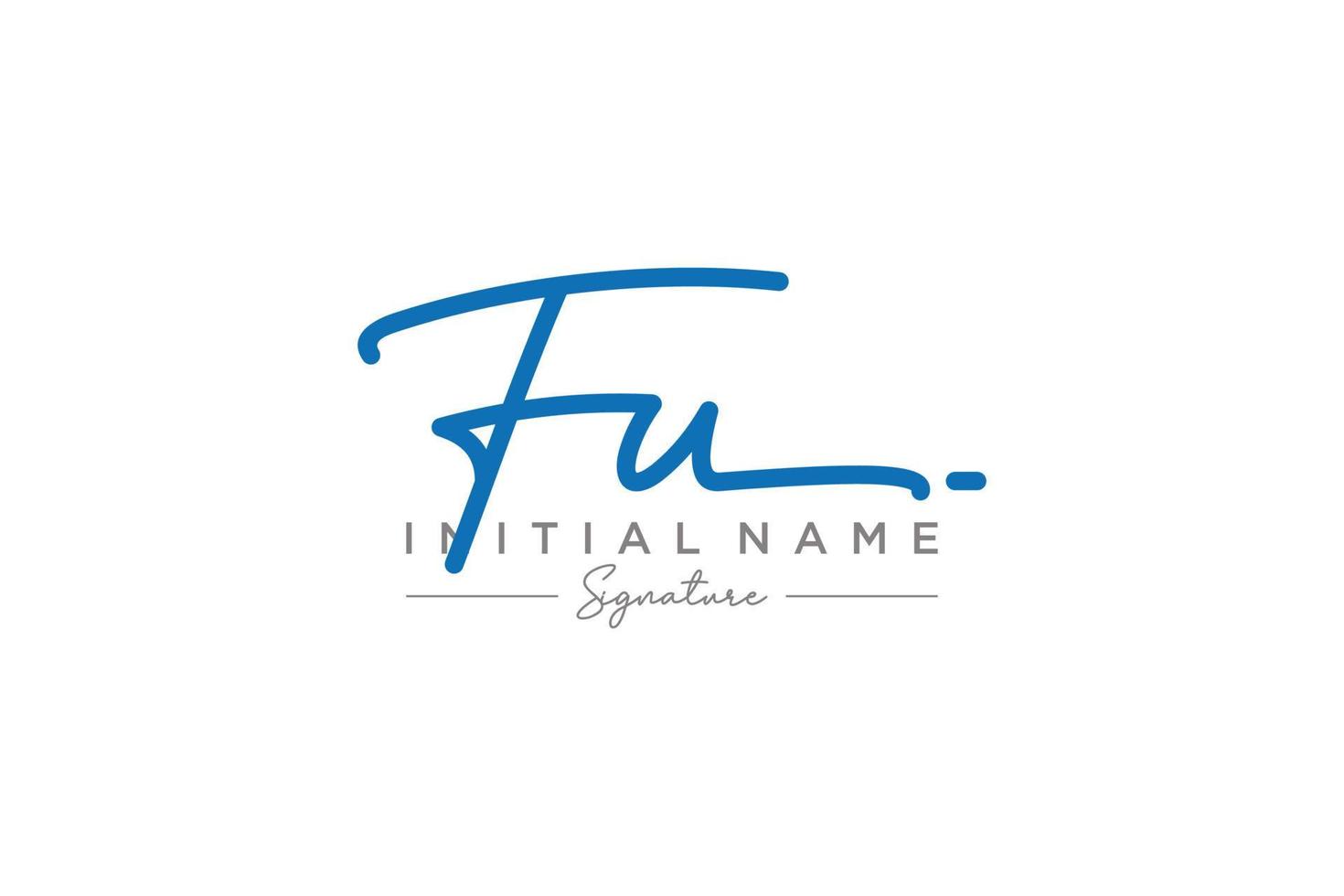 vector de plantilla de logotipo de firma fu inicial. ilustración de vector de letras de caligrafía dibujada a mano.