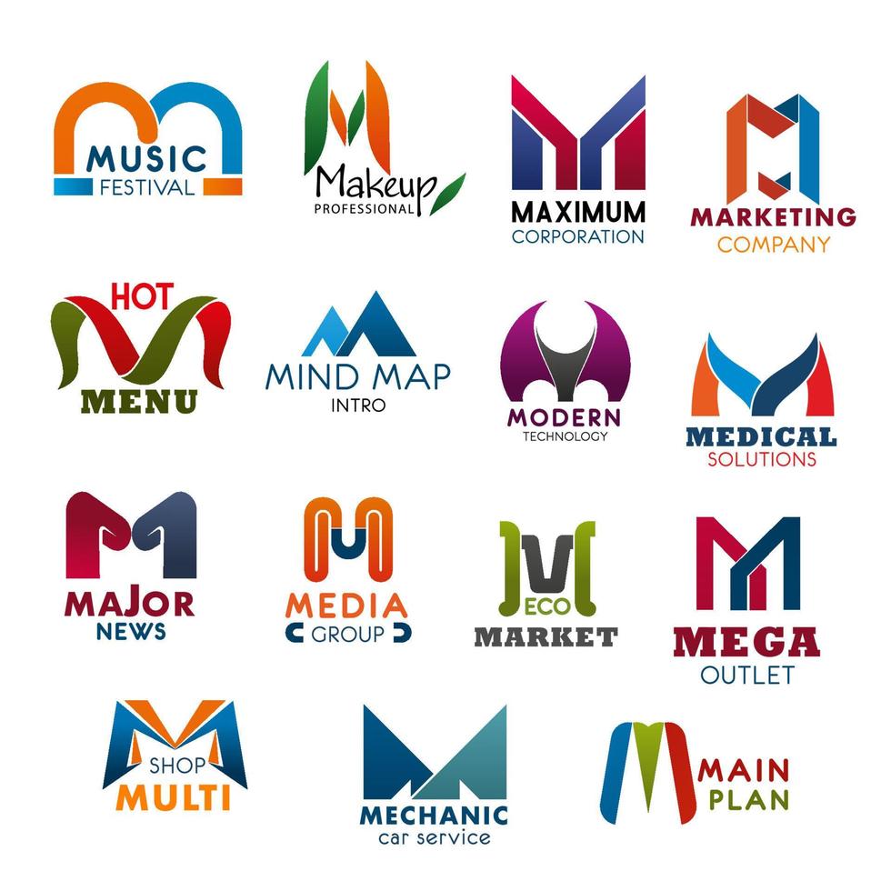 Letter M icons and symbols for business vector