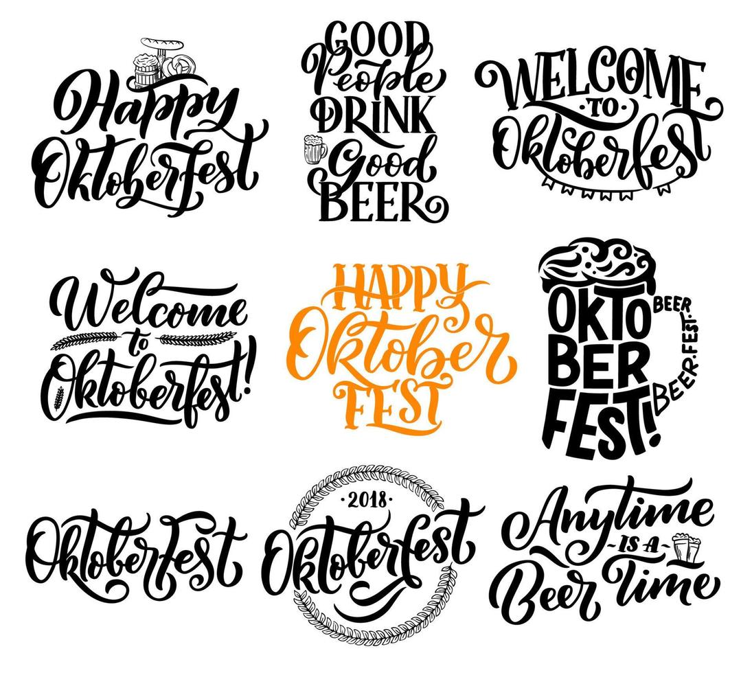 Oktoberfest beer festival lettering calligraphy vector