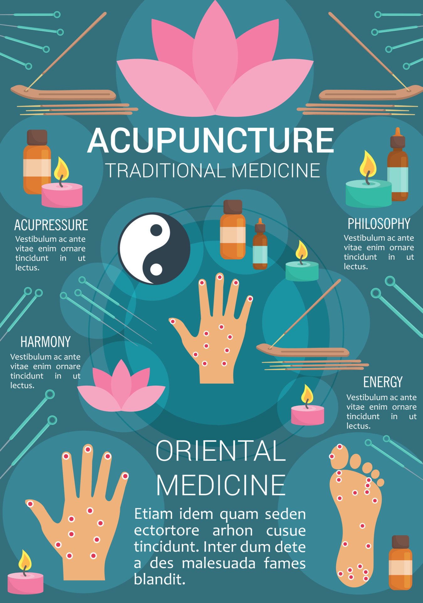 Acupuncture traditional medicine vector poster 16121378 Vector Art at