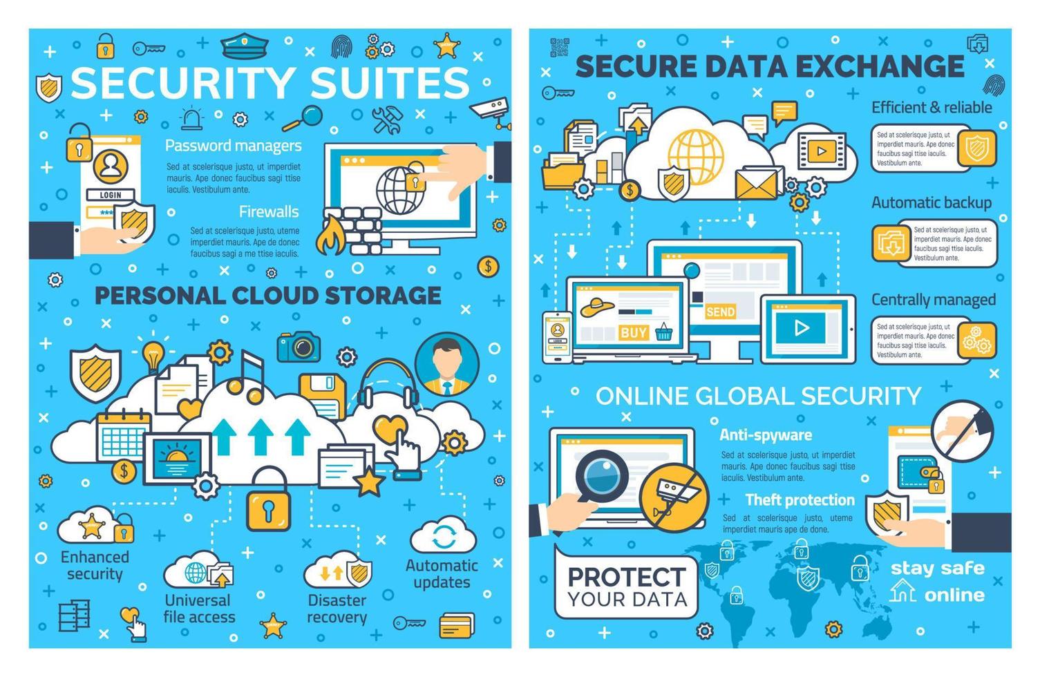 Online internet security and data protection vector