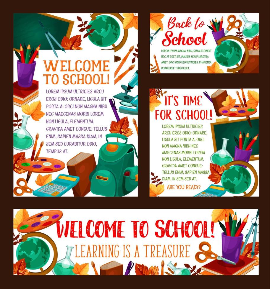 Back to School vector education banner poster