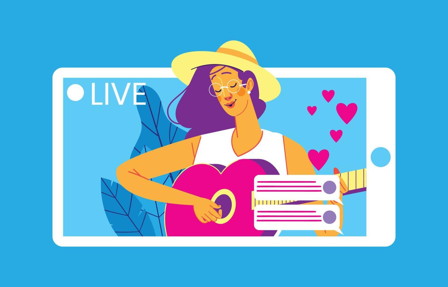 Cute Girl in The Online Music Streaming vector