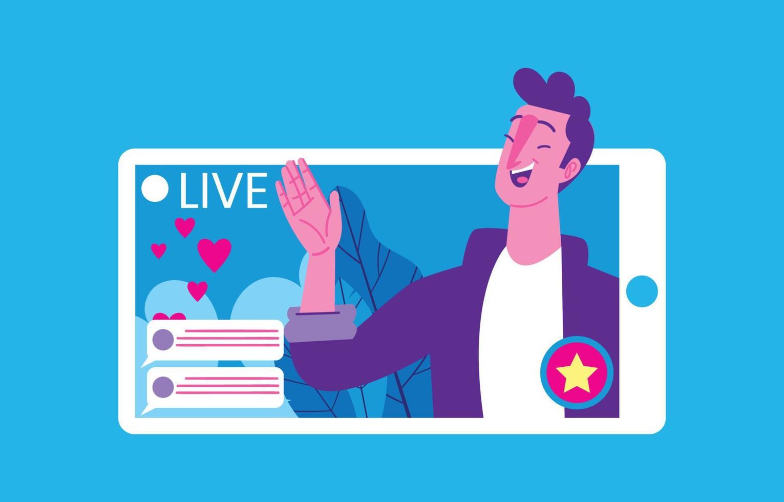 Smart Man in The Online Streaming vector