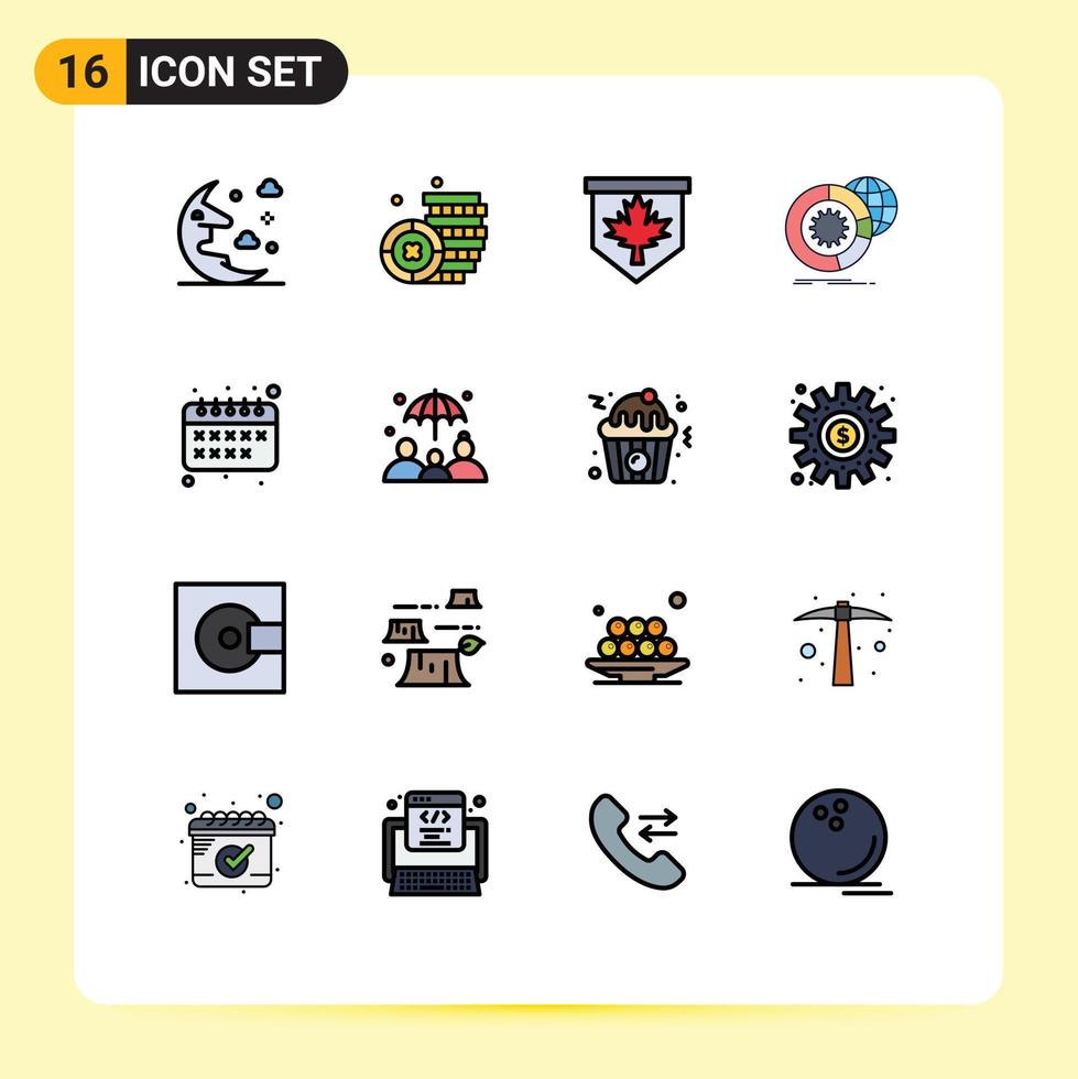 paquete de iconos de vector de stock de 16 signos y símbolos de línea para servicios de educación globo de hojas grandes elementos de diseño de vector creativo editable de datos