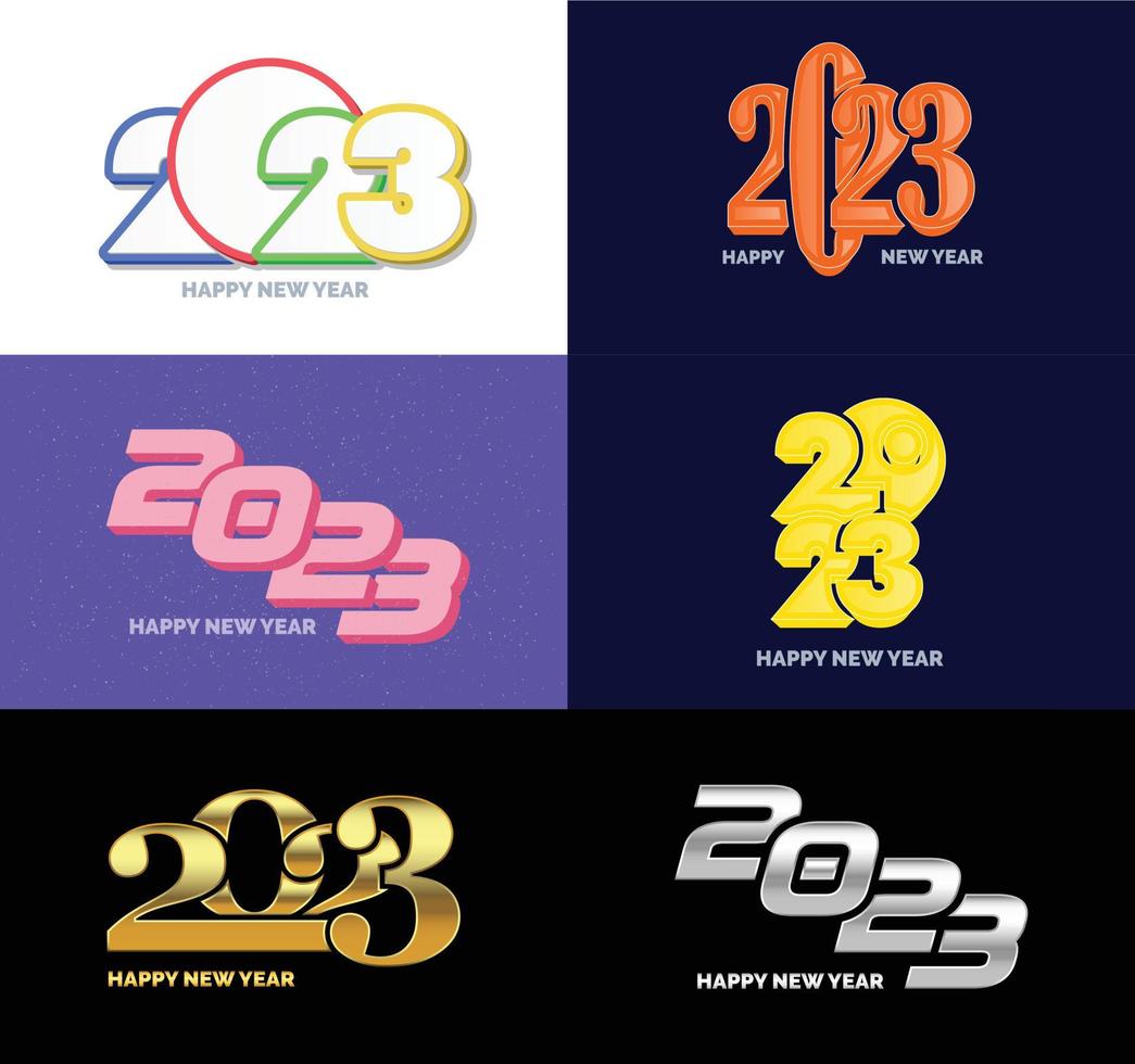 Big Set of 2023 Happy New Year logo text design 2023 number design template vector