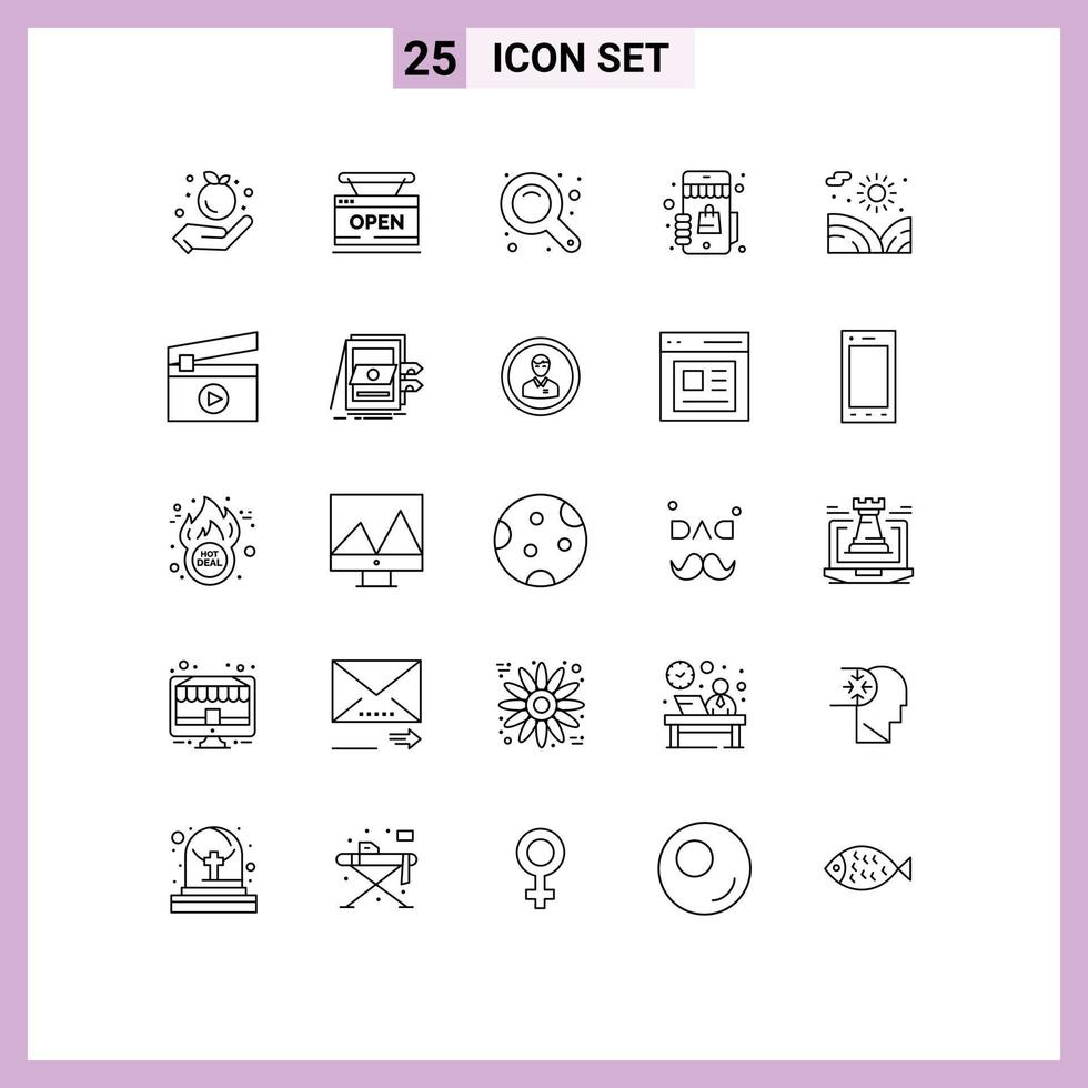 25 Universal Line Signs Symbols of garden shopping maximize shopping marketplace Editable Vector Design Elements