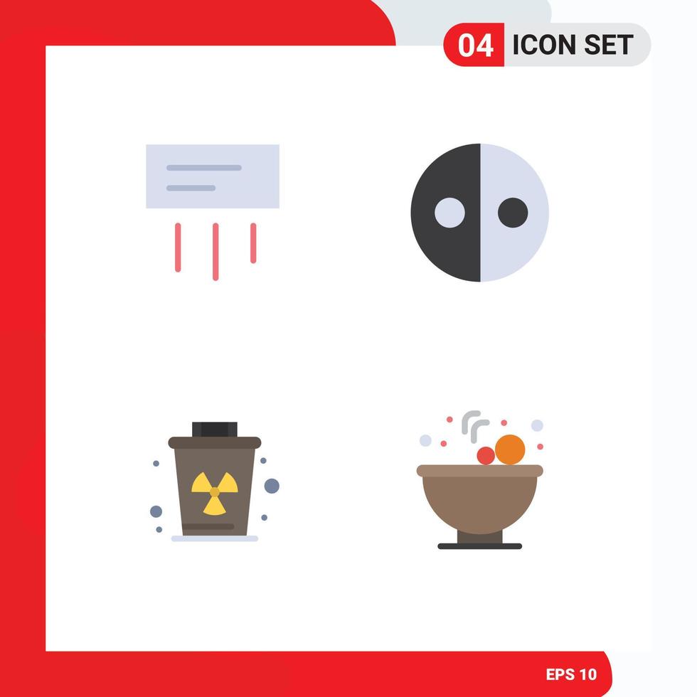 Pack of 4 creative Flat Icons of air garbage home symbolism trash Editable Vector Design Elements