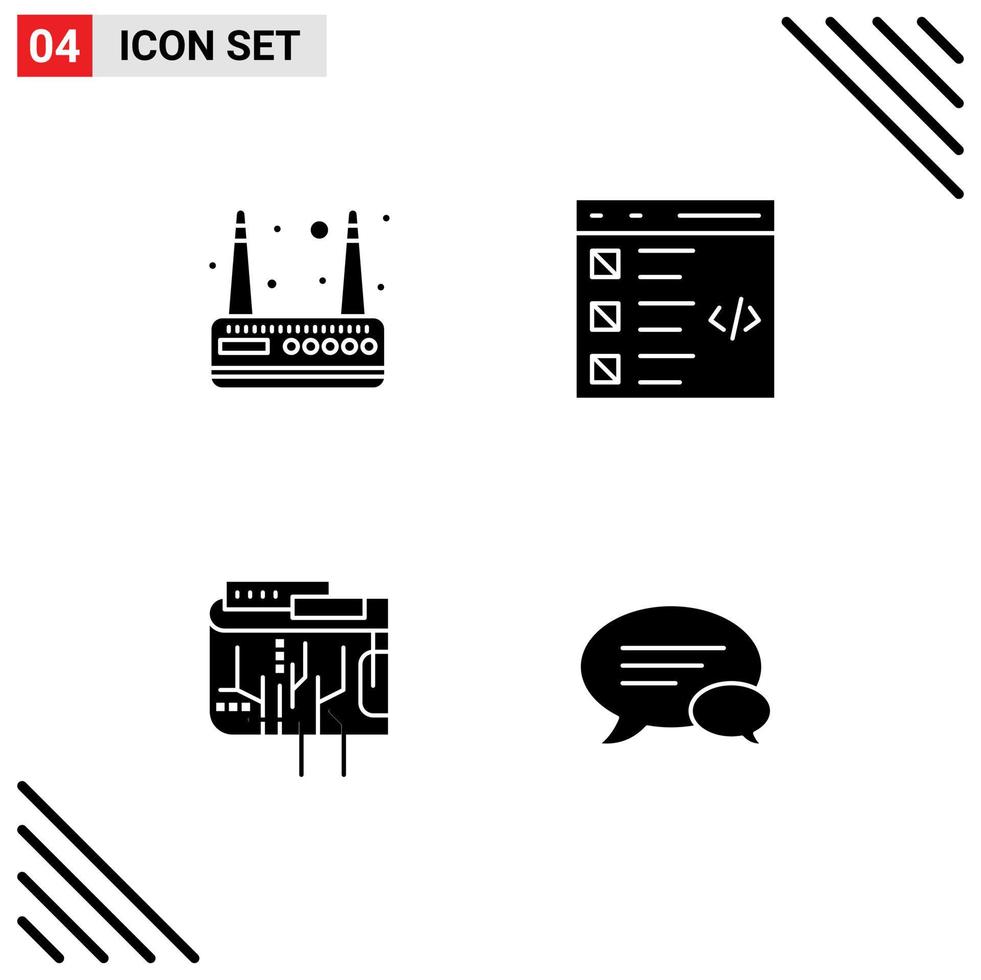 4 Creative Icons Modern Signs and Symbols of modem currency check development internet Editable Vector Design Elements