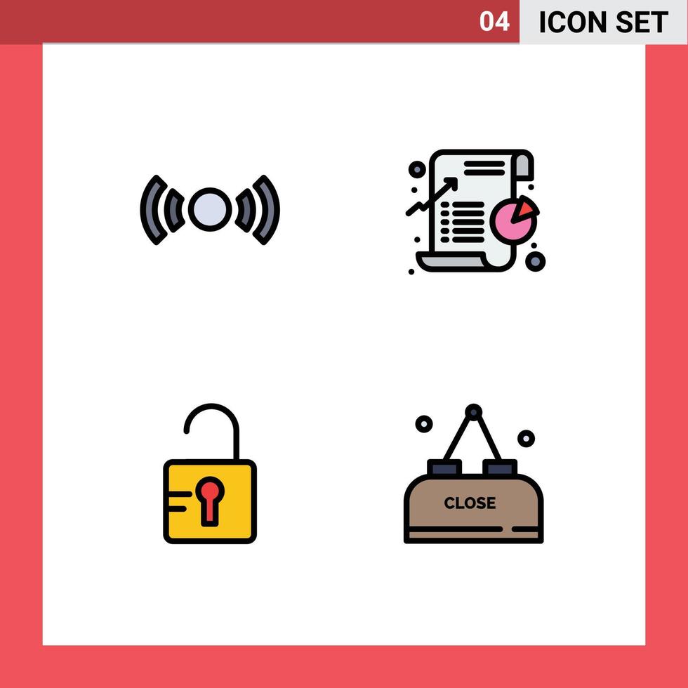Modern Set of 4 Filledline Flat Colors Pictograph of basic statistic ui chart study Editable Vector Design Elements