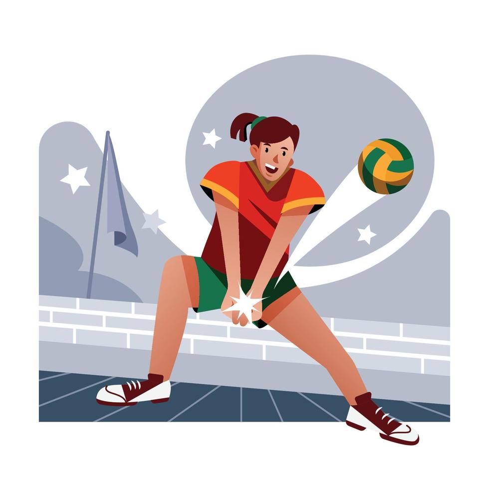 un jugador de voleibol golpea la pelota vector