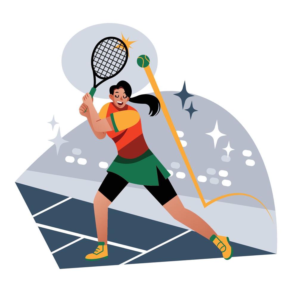 A Tennis Player Hitting the Ball vector