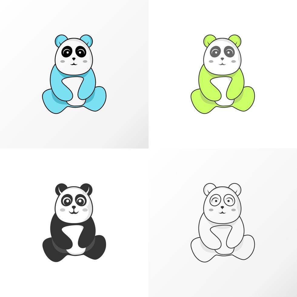 lindo panda en imagen sentada icono gráfico diseño de logotipo concepto abstracto vector stock. se puede usar como un símbolo asociado con un animal o una caricatura