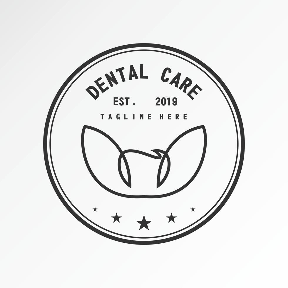 dental , teeth, tooth with leaf treatment in line classic image graphic icon logo design abstract concept vector stock. Can be used as a symbol related to health.