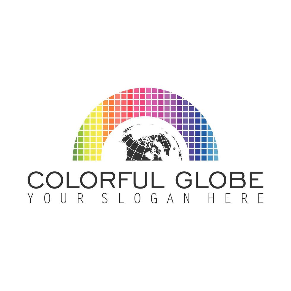 Half globe or earth using a square variety of colors image graphic icon logo design abstract concept vector stock. Can be used as a symbol related to group.