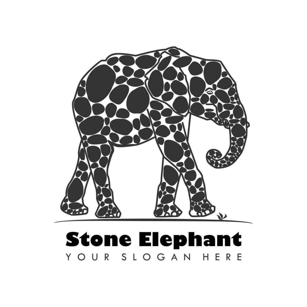 Elephant line out with stone inside image graphic icon logo design abstract concept vector stock. Can be used as a symbol related to animal or children