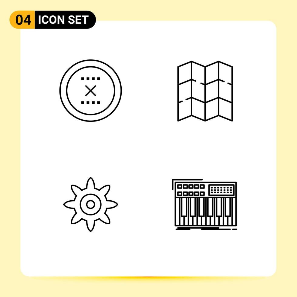 4 Line concept for Websites Mobile and Apps cancel gear delete location keyboard Editable Vector Design Elements