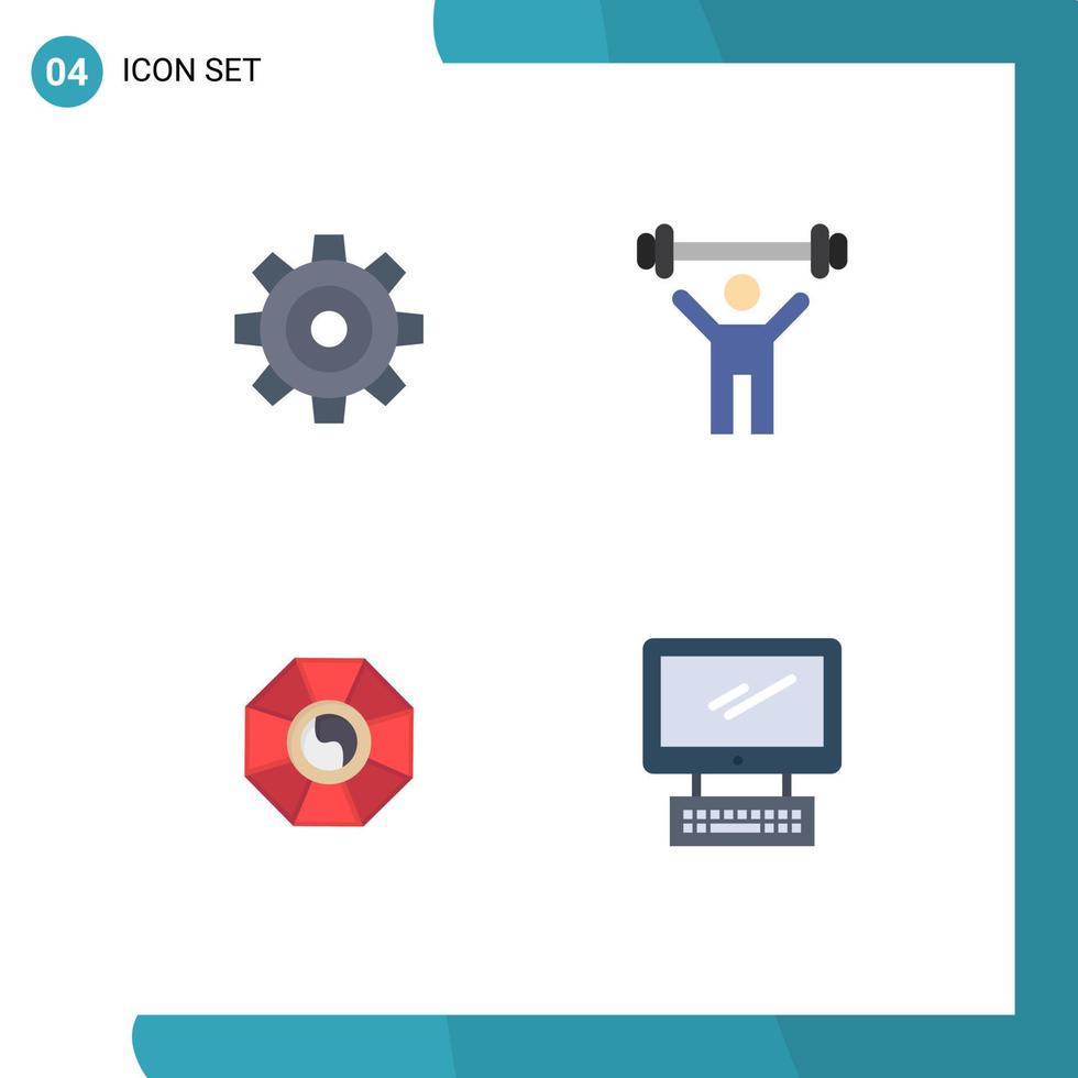 Set of 4 Modern UI Icons Symbols Signs for basic mirror setting gym china Editable Vector Design Elements