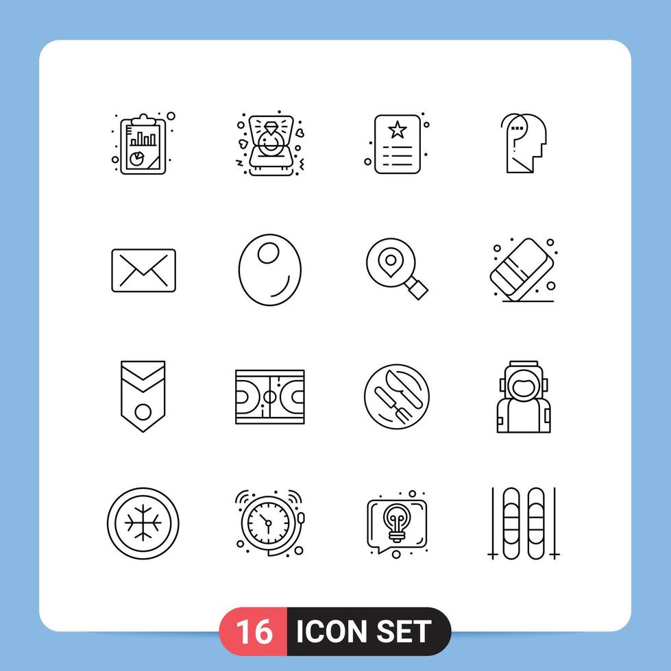 Set of 16 Commercial Outlines pack for email confuse mind card confuse brain identity Editable Vector Design Elements