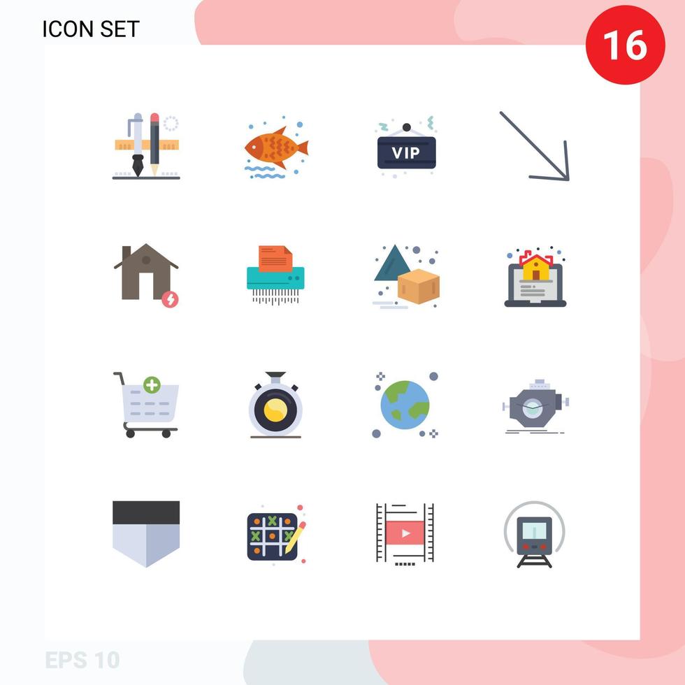 Modern Set of 16 Flat Colors Pictograph of buildings u supermarket right party Editable Pack of Creative Vector Design Elements