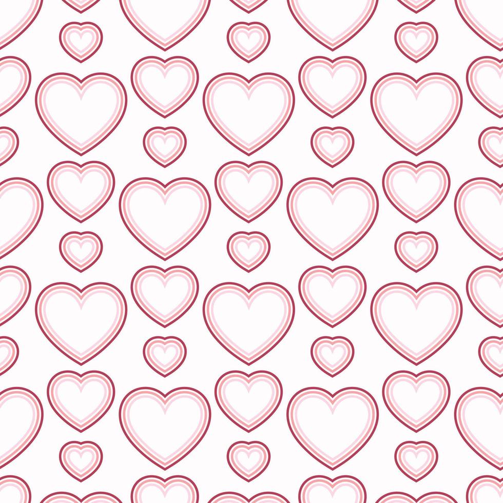 Seamless pattern of heart outlines in pink nuances on isolated background. Design for Valentines Day, Wedding, Mothers day celebration, greeting cards, invitations, scrapbooking, home decoration. vector