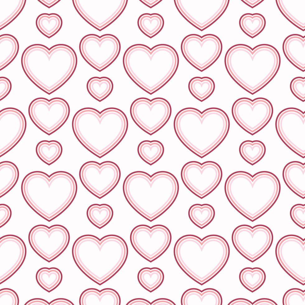 Seamless pattern of heart outlines in pink nuances on isolated background. Design for Valentines Day, Wedding, Mothers day celebration, greeting cards, invitations, scrapbooking, home decoration. vector