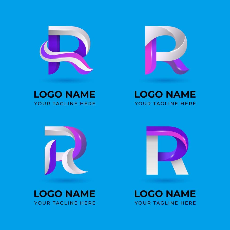 conjunto de logotipos de alfabetos 3d vector