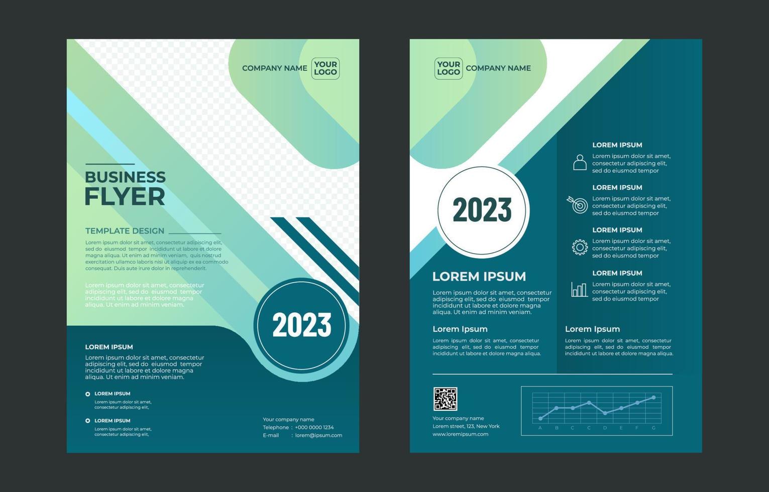 folleto esencial de negocios en estilo degradado vector