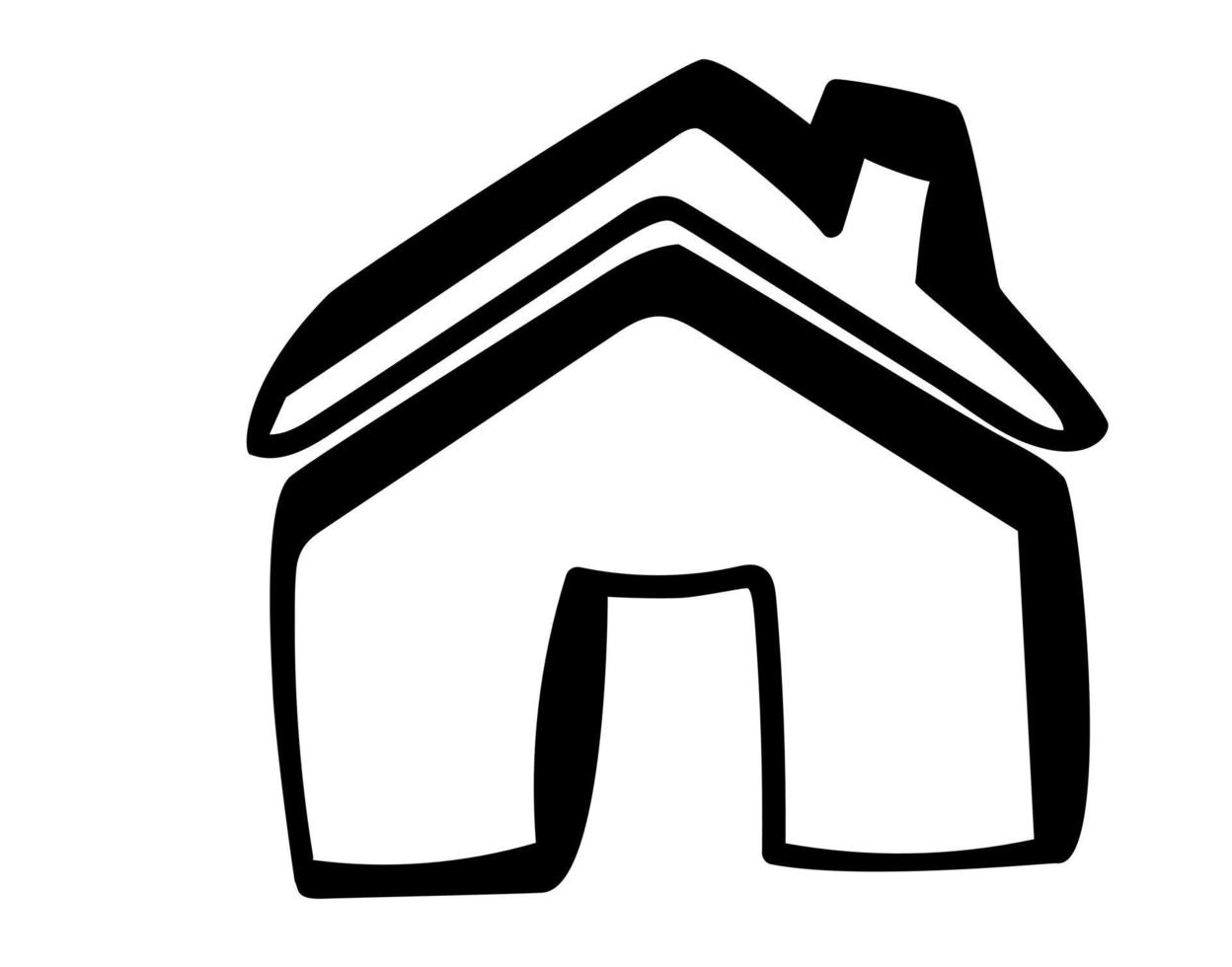 Hand drawn Home icon in doodle style. vector