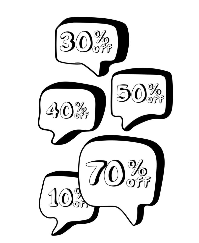 Hand drawn Discount Offer Price Label  in doodle style vector
