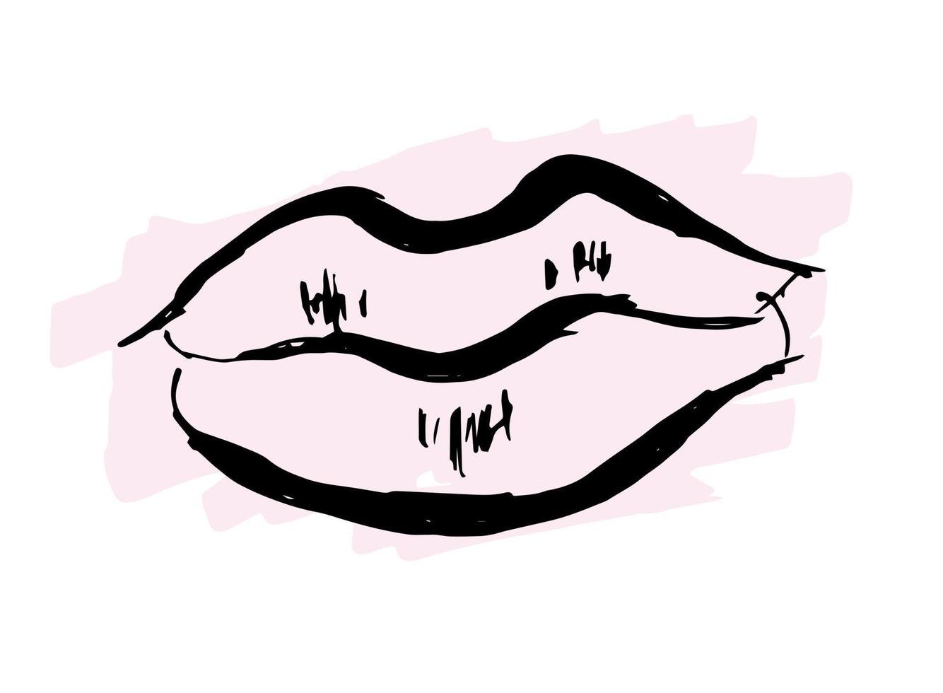 Hand drawn Woman Lips in sketch style. vector