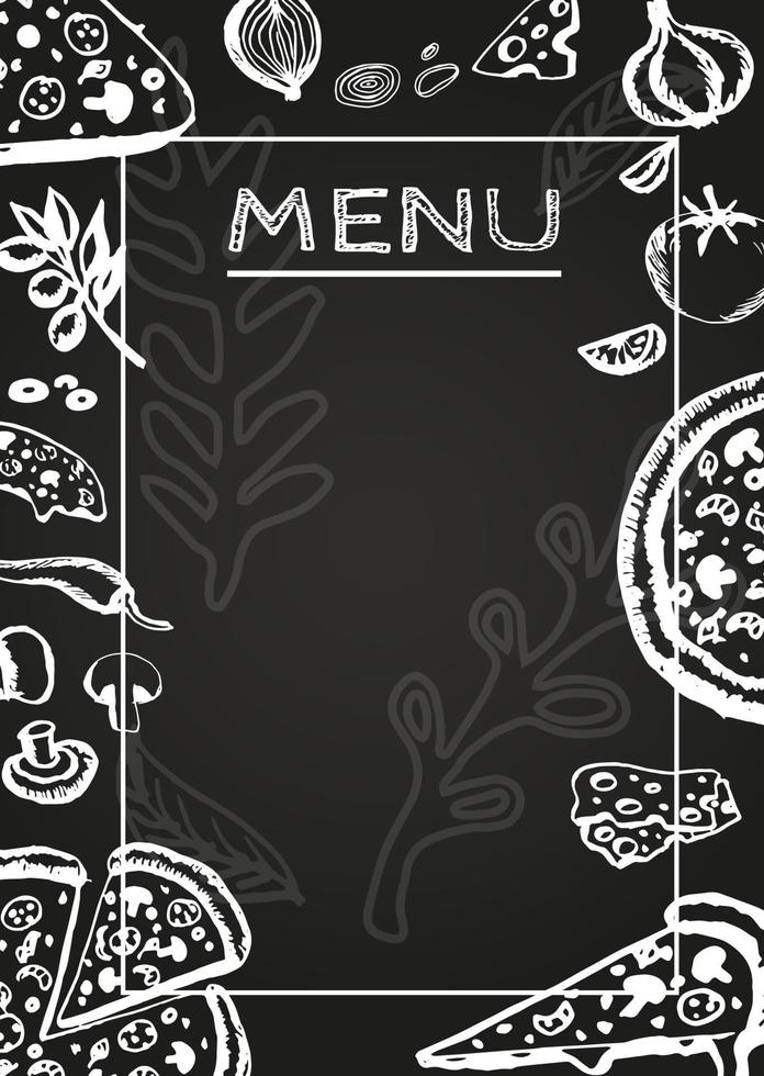 Pizza food menu for restaurant and cafe. vector