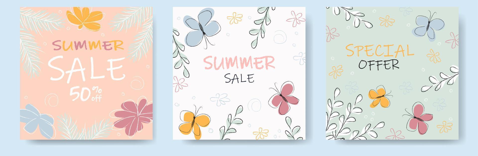 Summer sale banners vector
