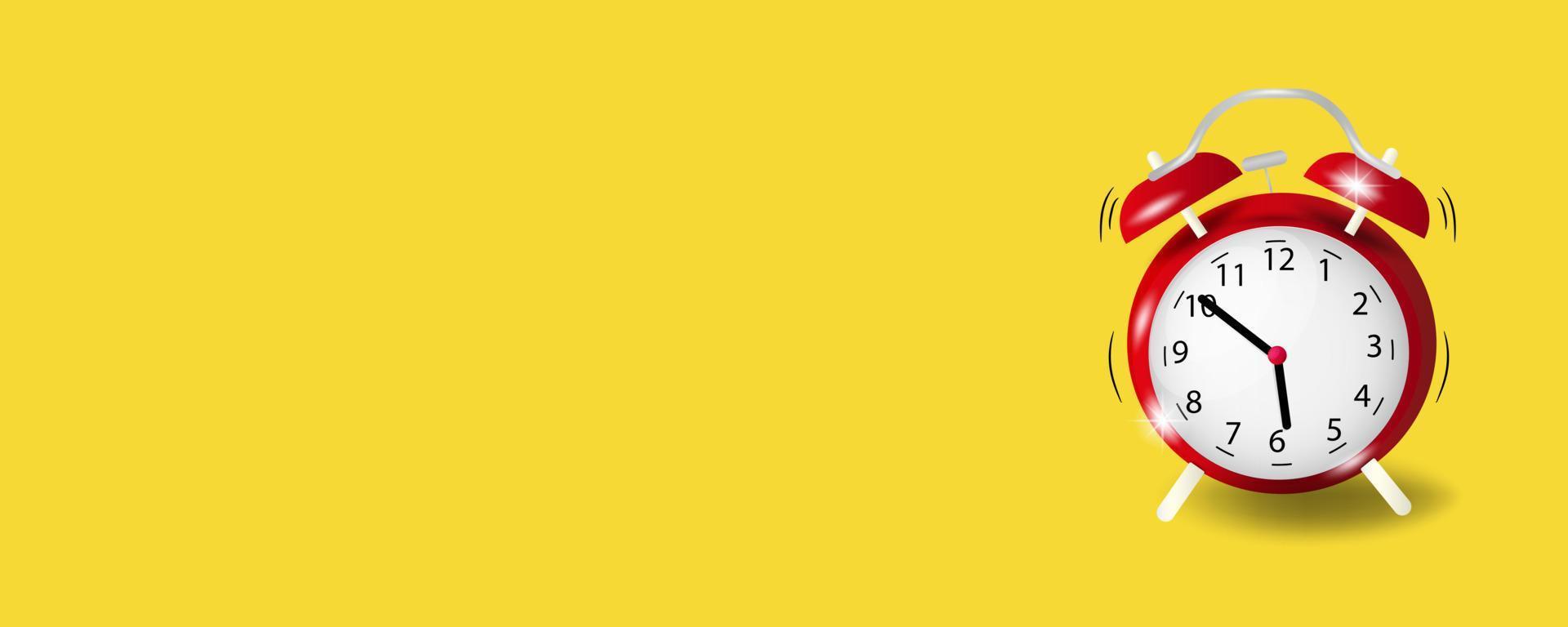 Alarm clock on yellow background vector