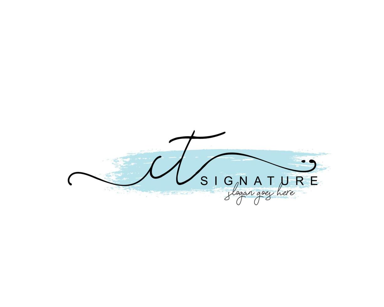 Initial CT beauty monogram and elegant logo design, handwriting logo of initial signature, wedding, fashion, floral and botanical with creative template. vector