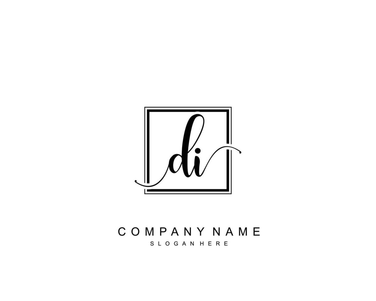 Initial DI beauty monogram and elegant logo design, handwriting logo of initial signature, wedding, fashion, floral and botanical with creative template. vector