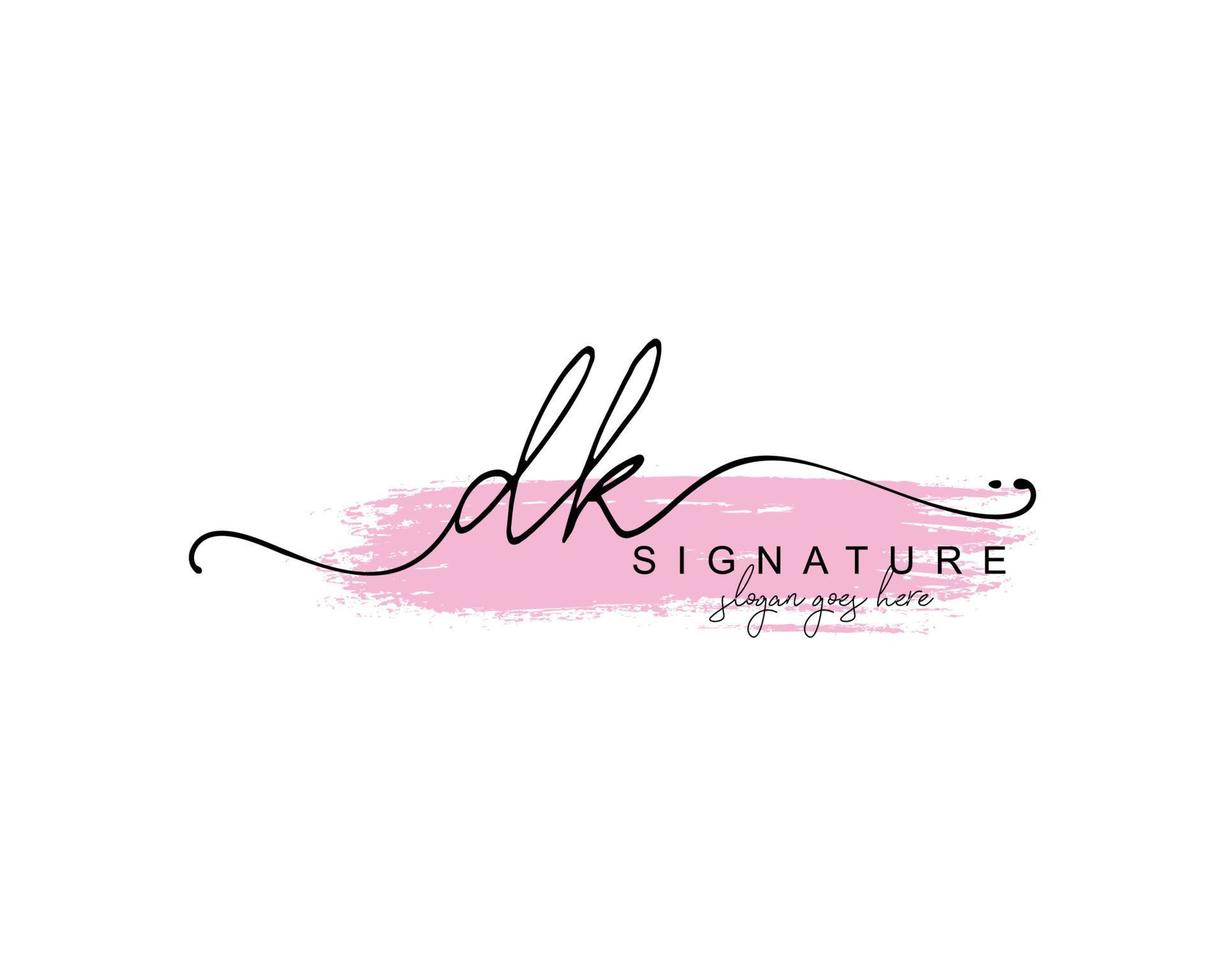 Initial DK beauty monogram and elegant logo design, handwriting logo of initial signature, wedding, fashion, floral and botanical with creative template. vector