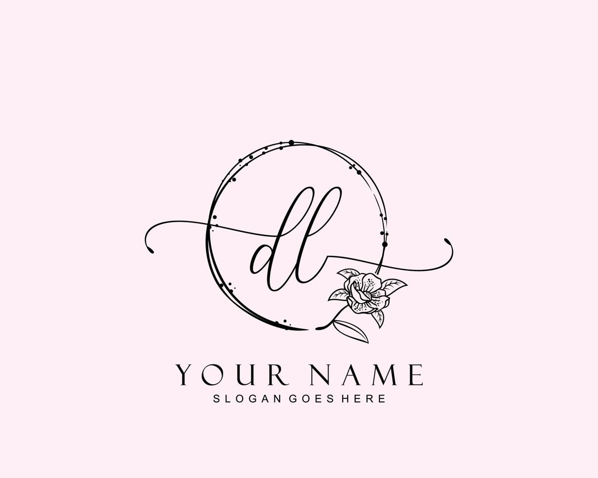 Initial DL beauty monogram and elegant logo design, handwriting logo of initial signature, wedding, fashion, floral and botanical with creative template. vector