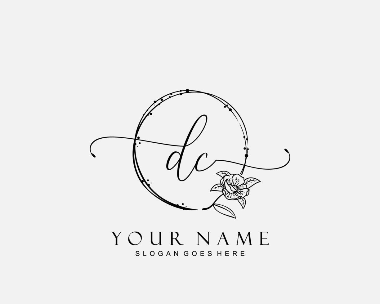 Initial DC beauty monogram and elegant logo design, handwriting logo of initial signature, wedding, fashion, floral and botanical with creative template. vector