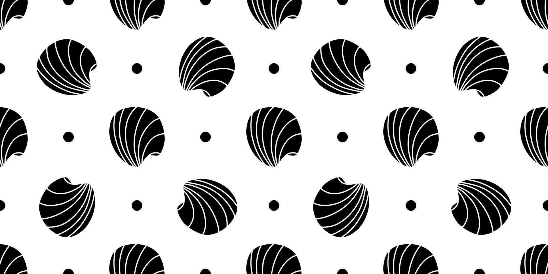 Vector seamless pattern. Line art sketch seashells. Isolated background. Decoration symbol of health calcium. Summer, sand and beach design. Repetitive ornament.